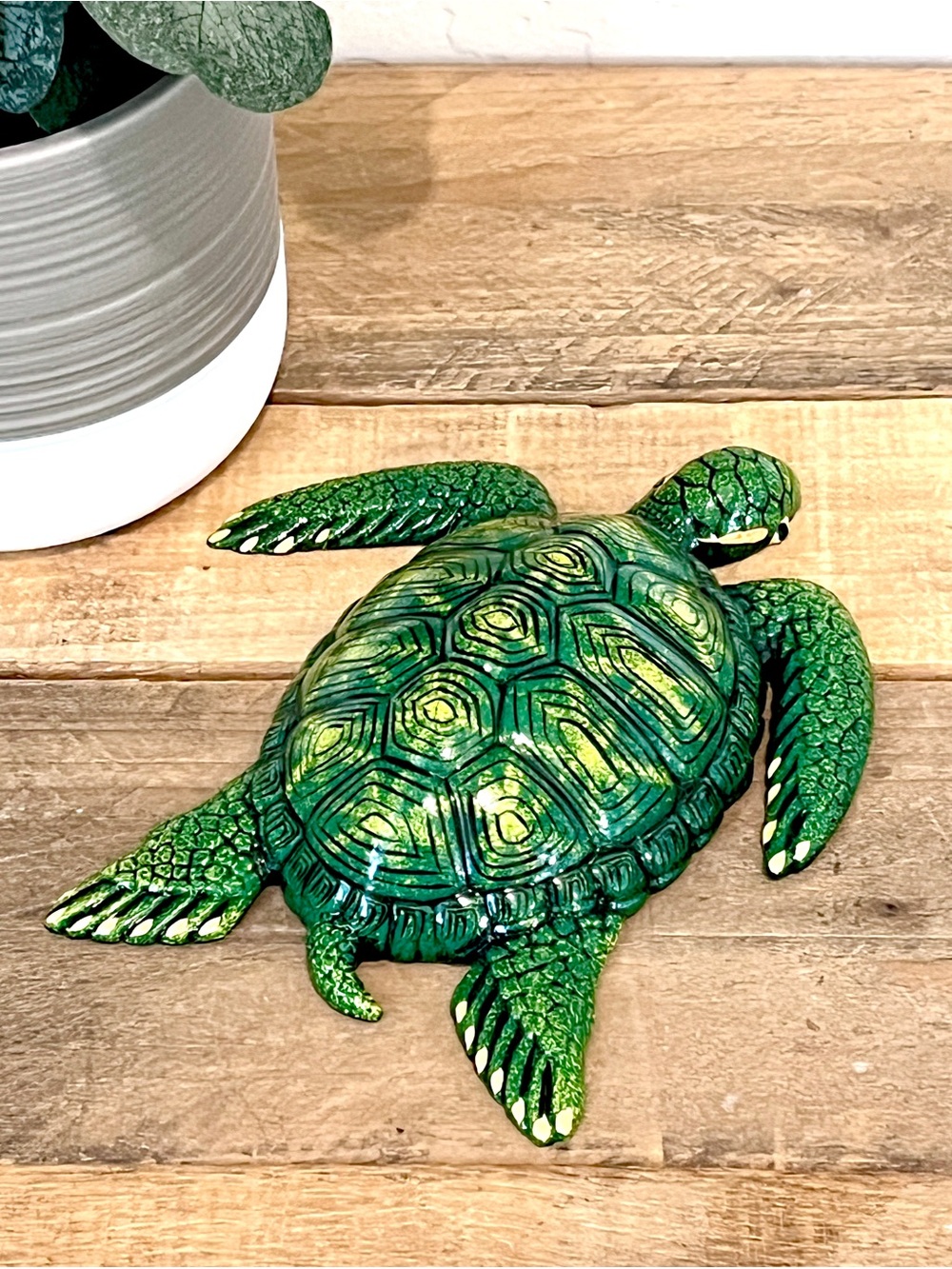 Cape Shore CIT Green Glazed Ceramic Sea Turtle 3D Wall Plaque 7.5x7